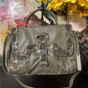 Botkier Olive and Snake Print Satchel